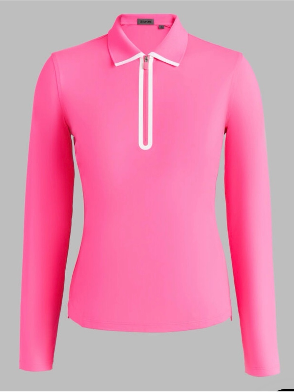 Long Sleeve Pink Polo Top with Zip